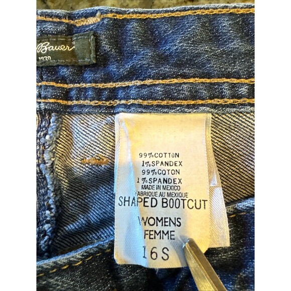 Eddie Bauer Women's Jesns Shaped Bootcut Blue Denim 16S Short Inseam - Picture 4 of 8